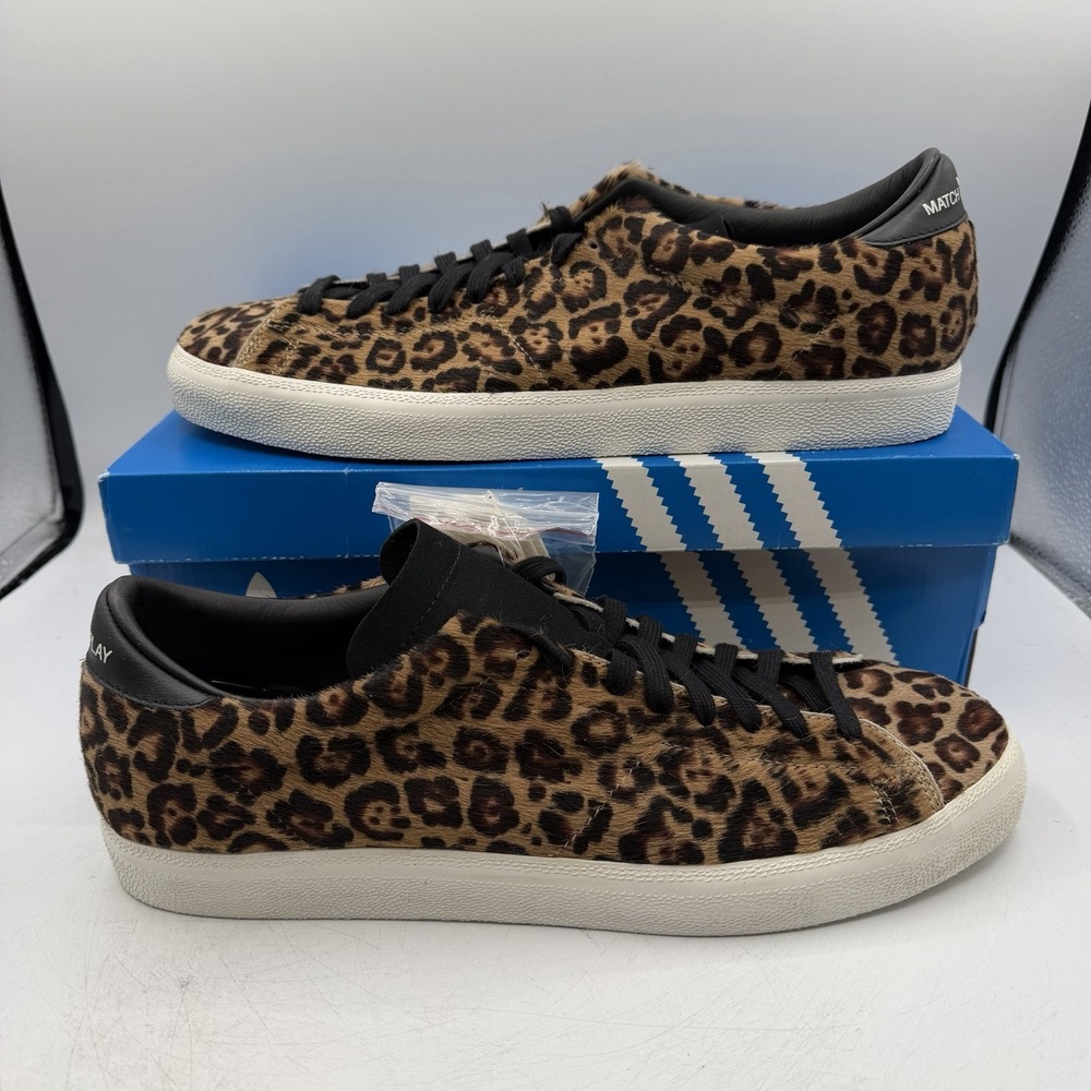 Adidas Match Play Shoes Mens 13 Leopard Print Pony Hair Faux Fur Sneakers G96101